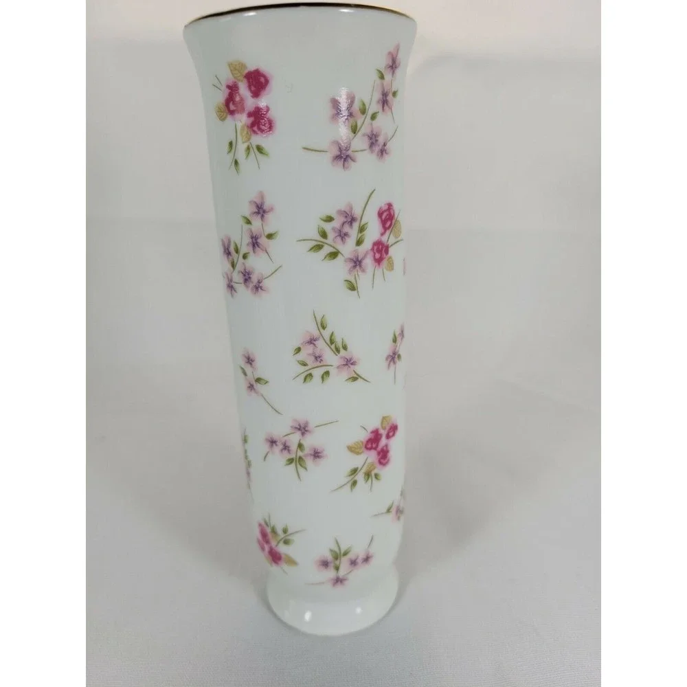 Porcelain Bud Vase Pink Floral With‎ Love Mother Poem. Russ Berrie #4957 Gift